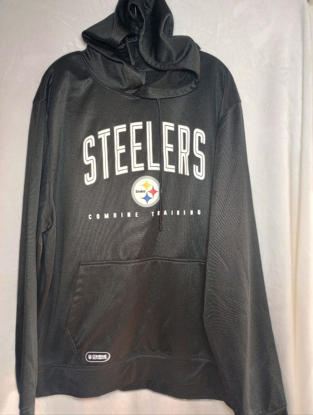 NFL Team Apparel Pittsburgh Steelers Men's XXL Black Combine Training Hoodie 2x